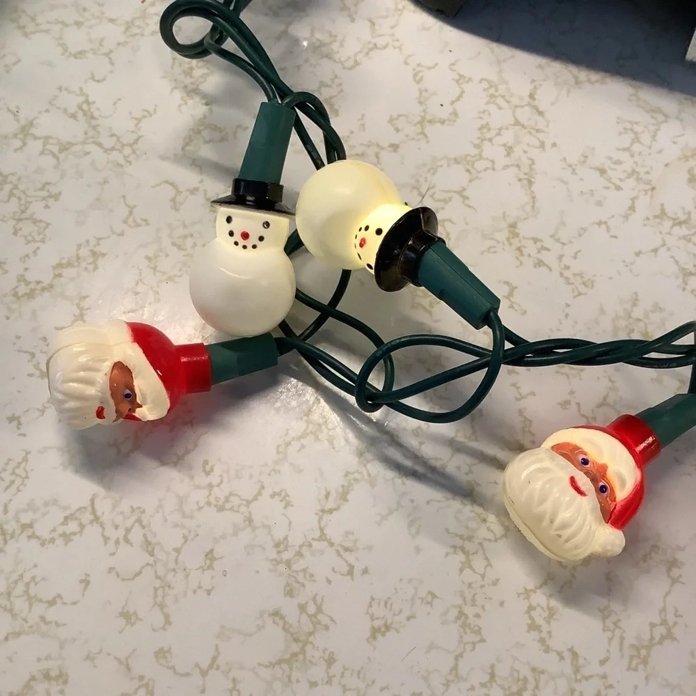 Vintage Mini Santa Head & Snowmen Christmas Light Covers